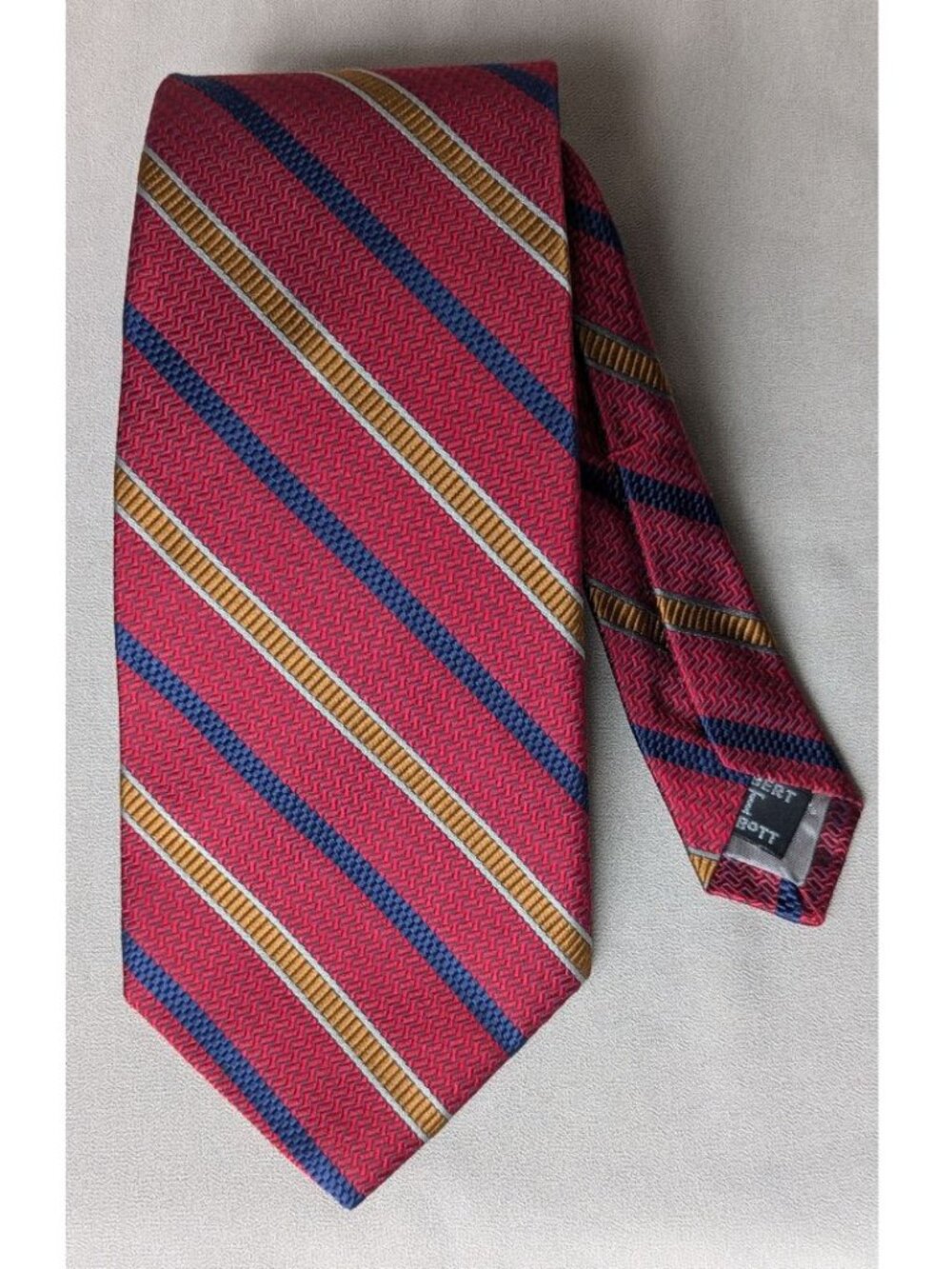 ROBERT TALLBOT Best of Class Striped Tie Jacquard 100% Silk Hand Made in USA